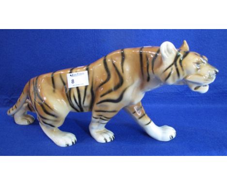 Royal Dux ceramic figure of a striding tiger, pink triangle mark to base, printed marks and number: 312.