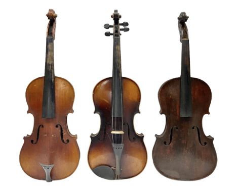 Czechoslovakian violin for completion c1920 with 36cm two-piece maple back and ribs and spruce top L59.5cm overall; in ebonis