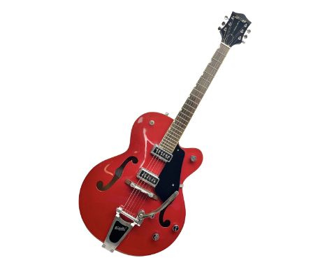 Gretsch Electromatic semi-acoustic guitar model G5129 in black and red with Bigsby tremolo, serial no.KS05063904; L105cm; in 