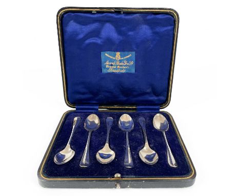 A set of six George V silver coffee spoons by Harrison Brothers &amp; Howson Cased set of six George V coffee spoons by Harri