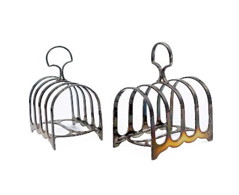 A pair of George V silver toast racks by William Hutton &amp; Sons Ltd. With four divisions, width 8.5cm, Sheffield 1912 &amp
