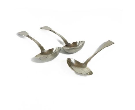 A Pair of George IV silver sauce ladles by William Chawner II. Fiddle pattern, London 1822 length 17.5cm; together with anoth