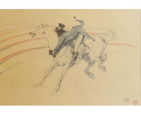 Henri de Toulouse-Lautrec, 1864-1901, France, At the Circus, with Clown on Horseback, lithograph in colours, bearing stamp fo