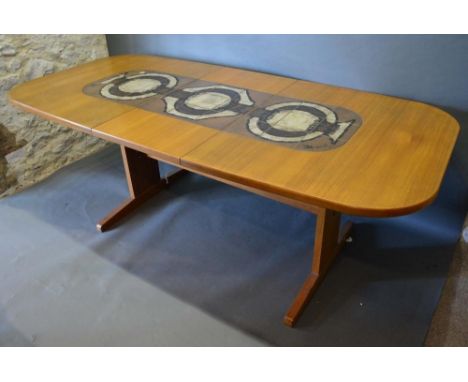 A Gangso Mobler Danish Teak and Tile Top Extending Dining Table, 206 x 95cm fully extended 