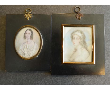 An Early 19th Century Portrait Miniature of Jane, daughter of Sir Robert Lawley, dated 1831, together with another similar ea