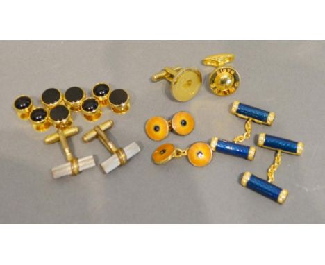 A Collection of Cufflinks to include paste and enamel set 