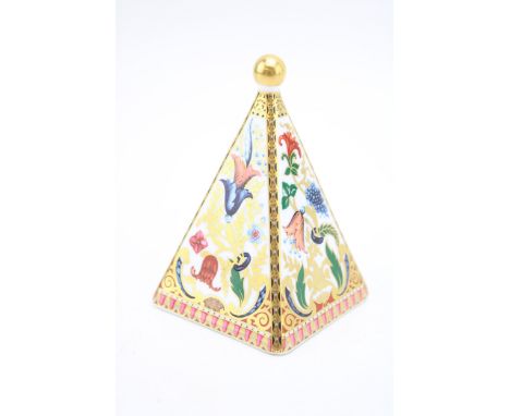 Spode Pyramid paperweight, gilded decoration, 10cm tall.  In good condition with no obvious damage or restoration.
