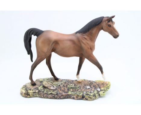 Beswick Connoisseur Moonlight 2671 on ceramic plinth, in matte brown, Doulton backstamp.  In good condition with no obvious d