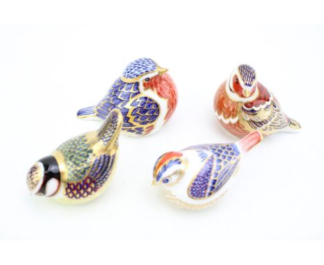 A Royal Crown Derby paperweight, Robin, date mark for 1989 (LII), gold stopper, red Royal Crown Derby stamp on the base; toge