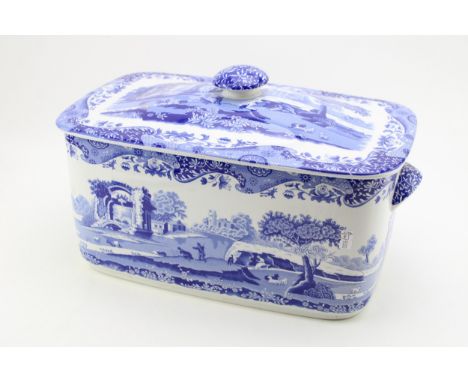 Spode Italian blue and white bread bin / bread container, height 21cm,  collection only.  Of second quality, free of any rest