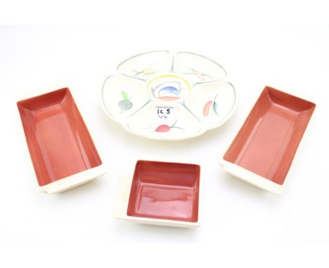 Susie Cooper Hors D'oeuvres circular dish with incomplete set of another (4).  In good condition with no obvious damage or re