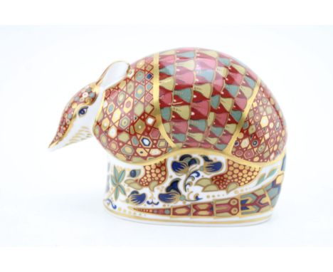 Royal Crown Derby paperweight, Armadillo, date code for 1996 (LIX), gold stopper, red printed marks and Royal Crown Derby sta