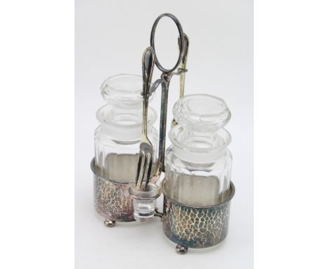 Antique silver plated and glass pickle stand, Rd. No 334132, Ducal Plate, Newcastle-upon-Tyne, 24cm tall, 17cm wide.  In good