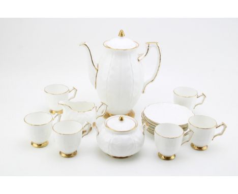 Aynsley Cabbage Ware coffee set to include a coffee pot, 6 cups, 6 saucers, a cream jug and a lidded sugar, in white colourwa