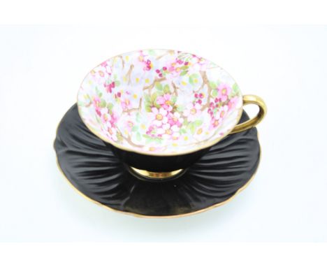 Shelley fine bone china cup and saucer in the Maytime Chintz pattern, 13416 (2).  In good condition with no obvious damage or