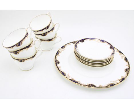 Minton Versailles to include 6 cups, 6 saucers and a cake plate (13).  In good condition with no obvious damage or restoratio