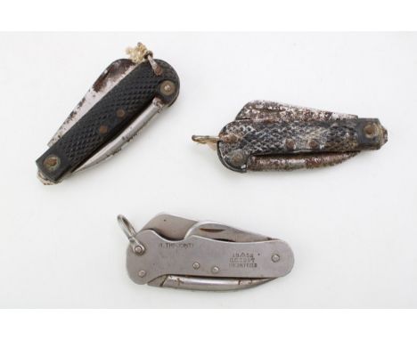 A collection of military issue pocket knives to include an ABL 1950 dated army clasp knife, an ABL 1951 army clasp knife &amp