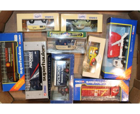 A collection of boxed die cast model vehicles by Corgi Toys to include 'Biffa' Bin Wagon, 'Pickfords' Superhaulers and Corgi 