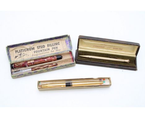 A collection of pens and propelling pencils to include cased 14k gold filled 'Eversharp Wahl Pen', cased 'Cross' with 14K gol