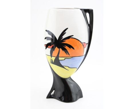 Early Lorna Bailey abstract vase in the Keywest, Old Ellegreave design, 27cm tall.  In good condition with no obvious damage 