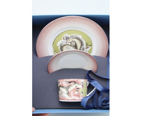Wedgwood Genius Collection limited edition cup saucer and plate with Susie Cooper Recumbent Deer pattern in original box with