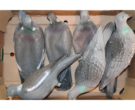 A collection of seven hunting &amp; shooting decoy pigeons  very good condition
