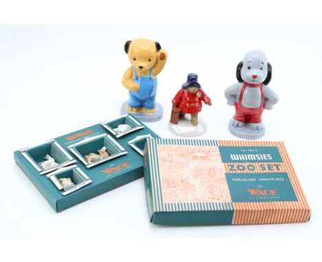 Wade to include Paddington Bear, Sooty and Sweep and a Whimsies Set No 8 Zoo Set, boxed (4).  In good condition with no obvio