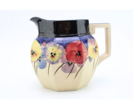 Royal Doulton 'Pansies' pattern jug D 4049, Rd No. 597783, 15cm tall.  Of first quality with no obvious signs of damage or re