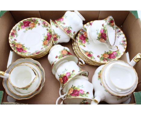 Royal Albert Old Country Roses to include a small teapot, six cups, six saucers, five side plates and others (Qty).  In good 