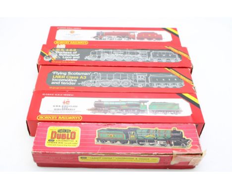 Hornby Railways boxed models to include a King Edward I 4-6-0 engine, a Flying Scotsman LNER Class A3, an LMS Class 5 4-6-0, 
