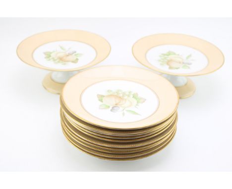 Shelley China to include two cake stands and ten 23cm diameter plates with floral displays (12).  Condition generally good, o