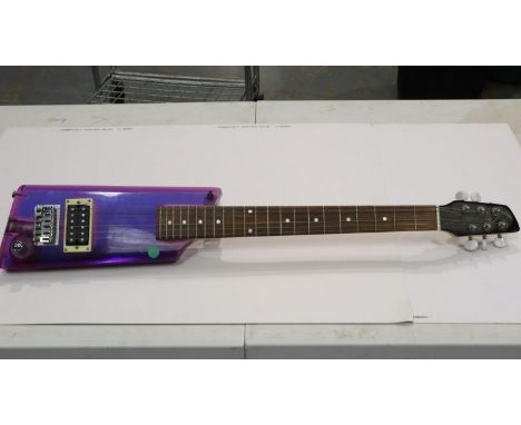 Wesley Jasper acrylic travel guitar, one machine head damaged. UK P&amp;P Group 3 (£30+VAT for the first lot and £8+VAT for s