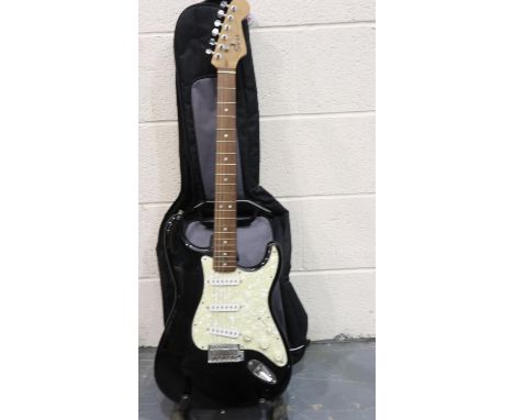 Squier Fender strat style electric guitar in a Stagg case. Not available for in-house P&amp;P 