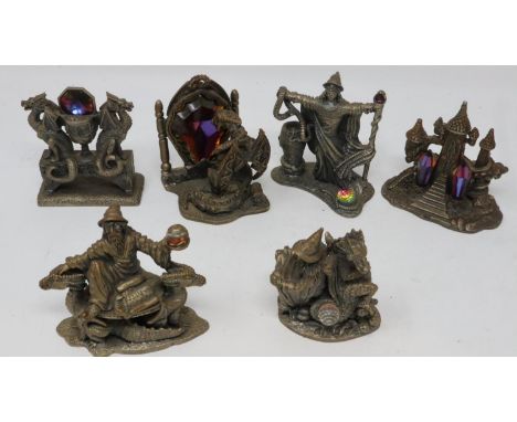 The Tudor Mint Myth &amp; Magic: six cast pewter figures, Mystique (Collectors Club edition), Contemplation (Collectors Club 