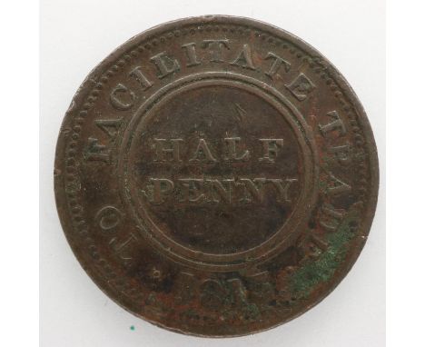 1813 copper halfpenny token, John Knapp Worcester. UK P&amp;P Group 0 (£6+VAT for the first lot and £1+VAT for subsequent lot