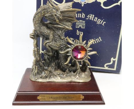 The Tudor Mint Myth &amp; Magic: a large cast pewter figure, Dragon of the West, limited edition number 712/1500, H: 15 cm, b