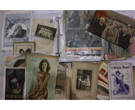 Large quantity of ephemera relating to Frederick Bowman, an early 20th century Liverpool actor and theatre critic, incudes po