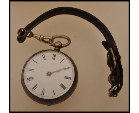 A 19th century Victorian silver hallmarked fusee movement pocket watch by Payne of London no. 627. The white enamel face havi