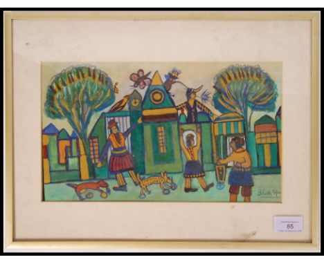 Odette Spier-&nbsp; British, Outsider Artist, late 20th century/early 21st century.&nbsp; A framed and glazed watercolour pai