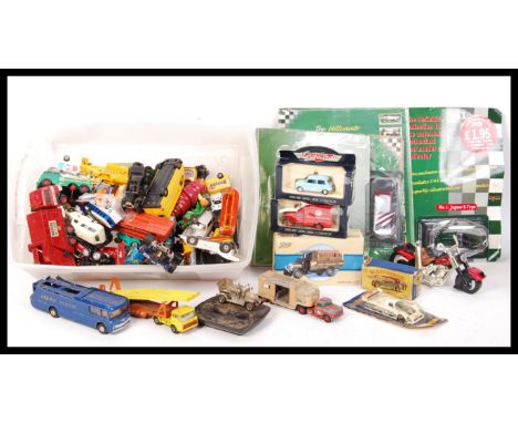 A collection of 30+ loose assorted scale diecast model vehicles by Corgi , Matchbox ad Lledo along with 2 x boxed Days Gone V