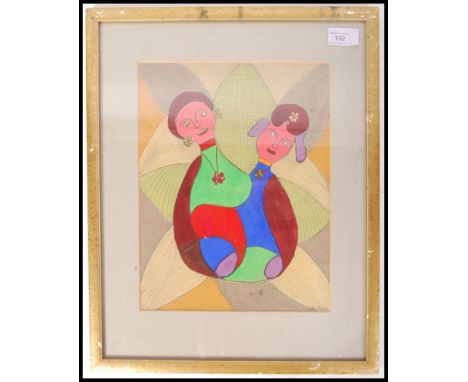 Odette Spier-&nbsp; British, Outsider Artist, late 20th century/early 21st century.&nbsp; A framed and glazed watercolour pai