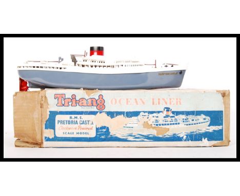 An original Lines Bros made Tri-Ang scale model clockwork R.M.S. Pretoria Castle Ocean Liner within the original box and comp