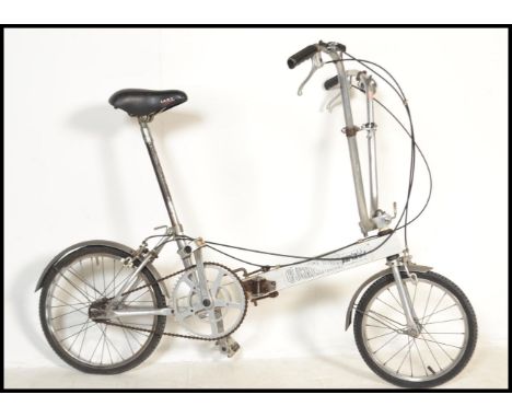 A vintage / retro 20th Century Bickerton portable folding bicycle, with three speed Sturmey Archer gears and ape drop handle 