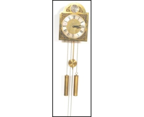 A vintage 20th century antique style German Schatz tempus fugit skeleton clock having a brass dial with silvered Roman numera
