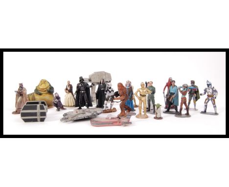 A collection of Lucas Film ( 2006 ) Star Wars diecast and white metal miniature model figures to include; Jabba , Darth Vader