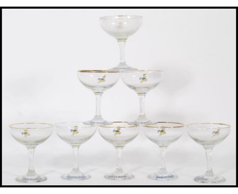 A set of eight vintage / retro 20th century point of&nbsp; sale advertising glasses for Babycham, the glasses each with the y