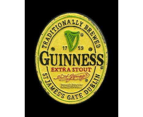 A cast metal traditionally brewed guinness extra stout St James's Gate Dublin sign