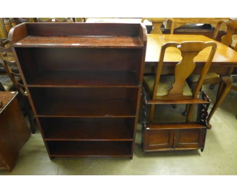 An Edward VII carved mahogany wall shelf and a mahogany open bookcase 