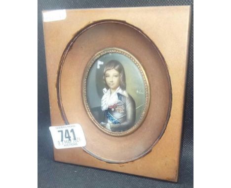 MINIATURE PORTRAIT OF A YOUNG MILITARY MAN. SIGNED WITH INITIALS
