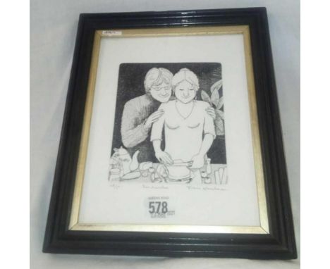 FRANS WESSELMAN, ETCHING ENTITLED ''SANDWICHES'', NUMBERED 28/75 AND SIGNED  IN PENCIL 